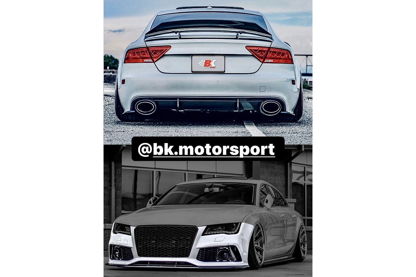 BKM Front Bumper Kit With Rear Diffuser RS Style Glossy Black Fits Audi A C BK Motorsport