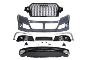BKM Front Bumper Kit with Rear Diffuser (RS Style - Glossy Black), fits Audi Q7 4M