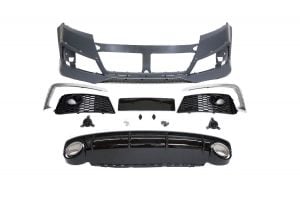 BKM Front Bumper Kit with Rear Diffuser (RS Style - Glossy Black), fits Audi Q7 4M