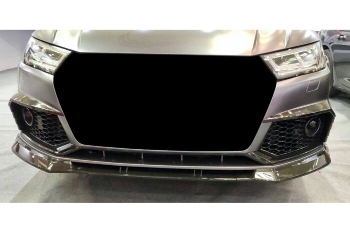 BKM Front Bumper with Lip, Glossy Black, fits Audi Q5 B9 Base Models