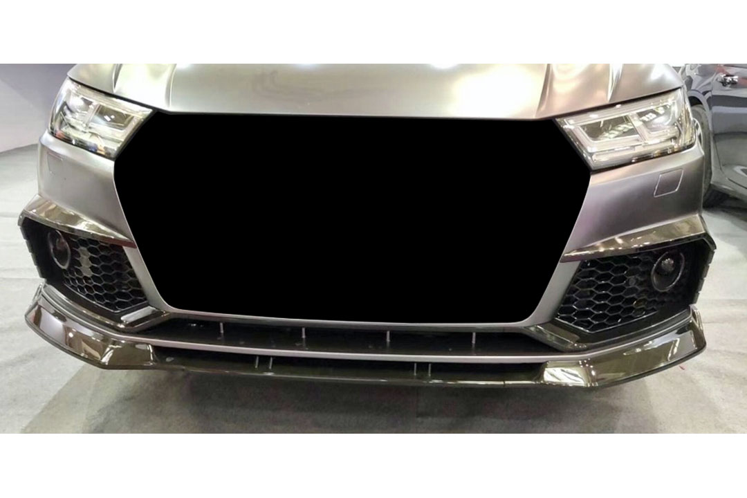 BKM Front Bumper with Lip, Glossy Black, fits Audi SQ5/Q5 S-Line