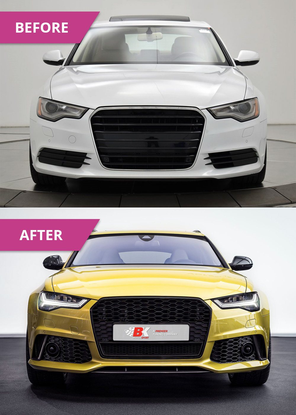 BKM Upgrade Facelift Front Bumper (RS-Style) with Full LED Headlights kit,  fits Audi A6/S6 C7.0 - BK-Motorsport