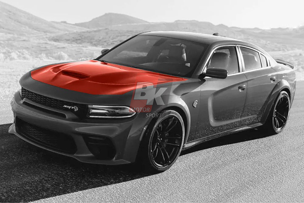BKM Upgrade to SRT Hellcat Style (2021+) Aluminum Hood with 3 Vented Bezels, fits Dodge Charger 15-23 BKM Upgrade to SRT Hellcat Style (2021+) Aluminum Hood with 3 Vented Bezels, fits Dodge Charger 15-23