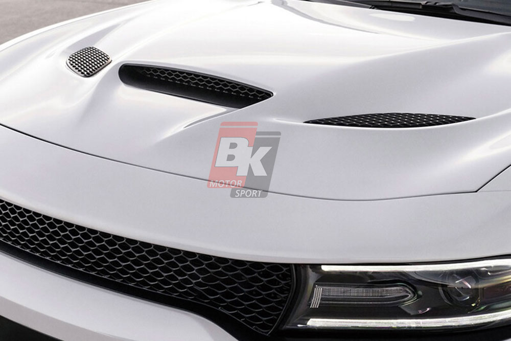BKM Upgrade to SRT Hellcat Style (2021+) Aluminum Hood with 3 Vented Bezels, fits Dodge Charger 15-23 BKM Upgrade to SRT Hellcat Style (2021+) Aluminum Hood with 3 Vented Bezels, fits Dodge Charger 15-23